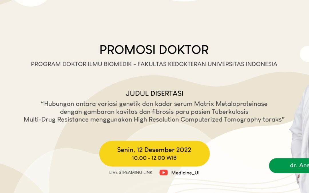 Hubungan Polimorfisme gen dan kadar Matrix Metaloproteinase dengan Gambaran Kavitas dan Fibrosis Paru Pasien Tuberkulosis Multi Drug Resistance menggunakan High Resolution Computerized Tomography Toraks